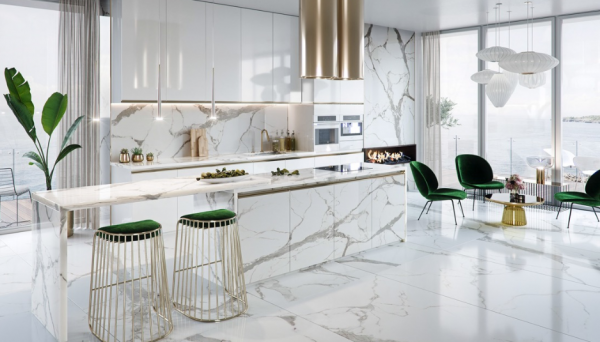 Dapur mewah dan elegan dengan desain modern klasik